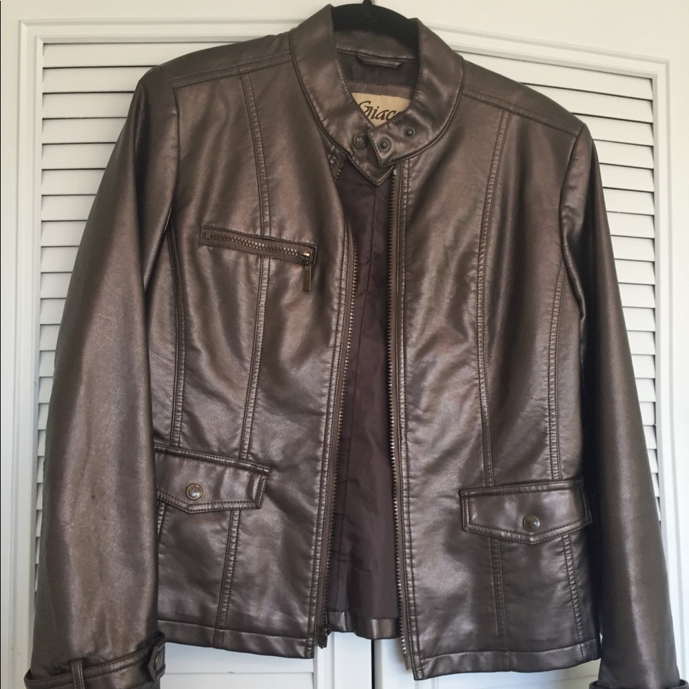 Giacca faux leather bomber jacket